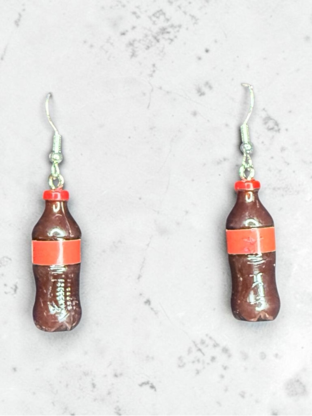 #384–❤️$5/$25❤️Novelty Soda Bottle Dangle Earrings - Brown and Red